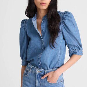 Madewell puff sleeve denim shirt, 6, $60 NWT.